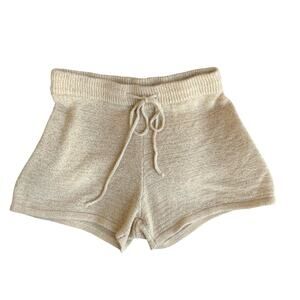 Versatile Tan Lightweight Sweater Shorts with Adjustable Drawstring Size Small